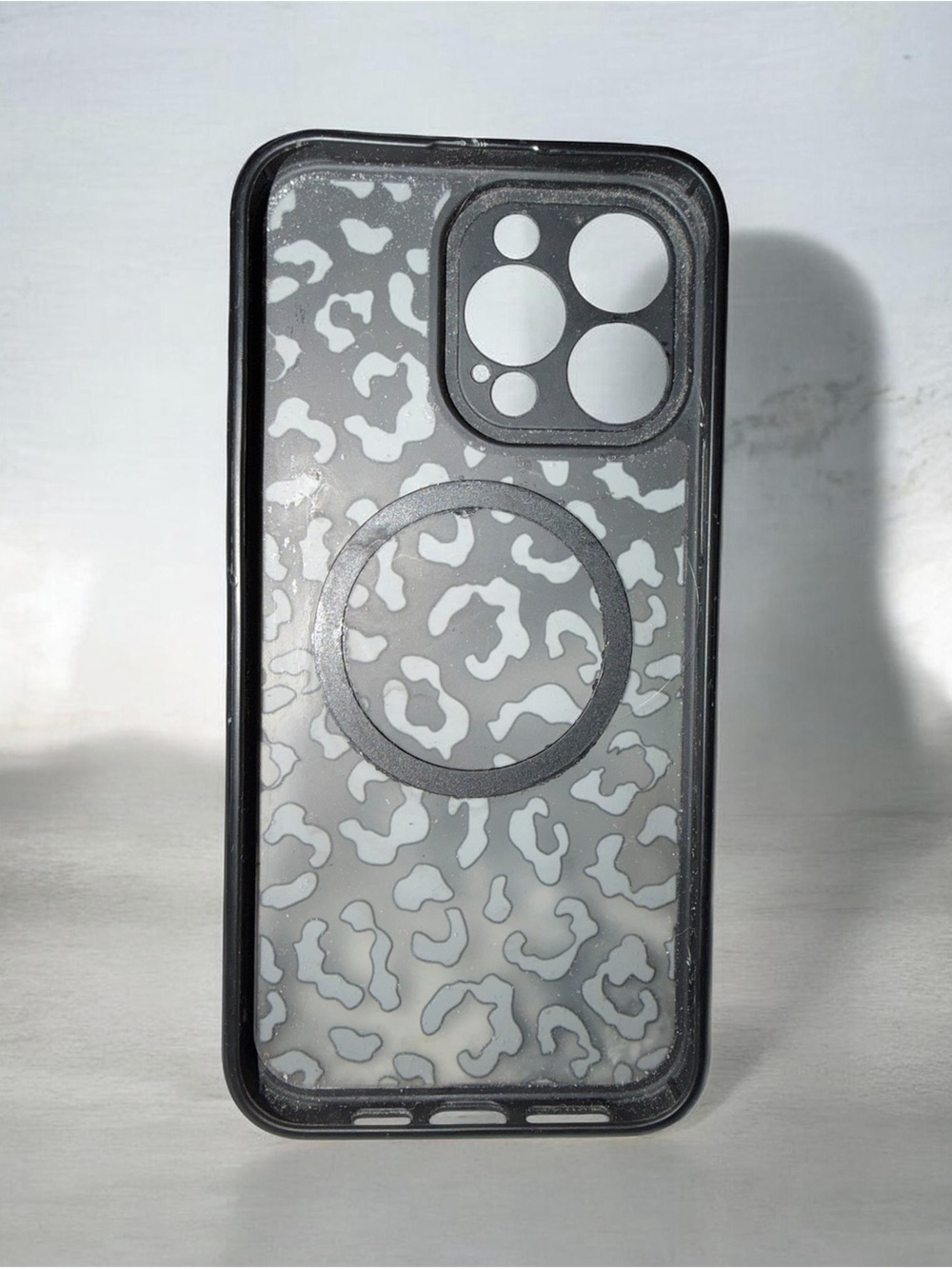Clear Black Leopard MagSafe-Compatible Phone Case made for I phone 15, awesome!